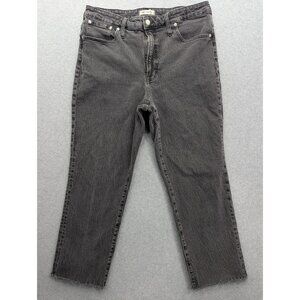 Madewell Curvy Perfect Vintage Straight Jeans Womens 33 Gray Hi Rise Raw Hem